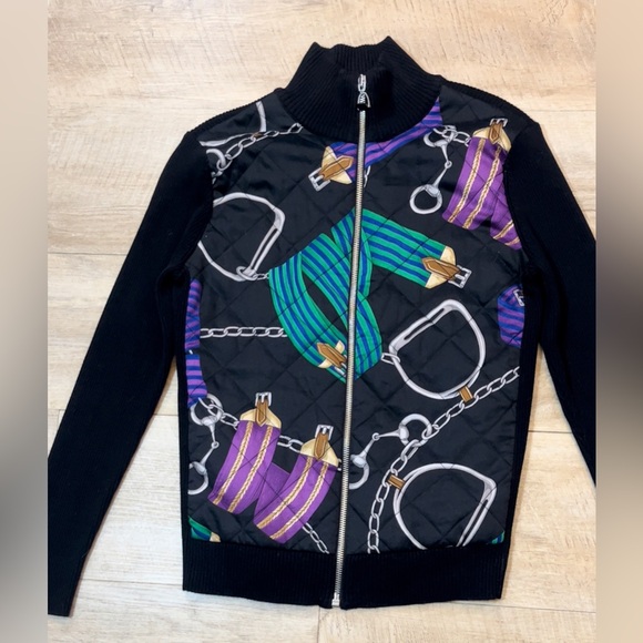 Lauren Ralph Lauren Women’s Cotton Full ZipSweat Equestrian Motif Sweater MP - Picture 2 of 6